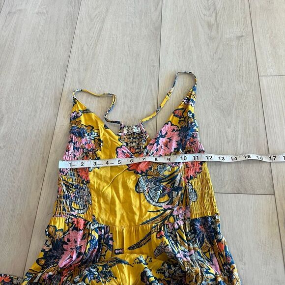 Free People Through The Vine Maxi Slip Dress Gold Floral Maize Combo Sz S - Picture 4 of 8
